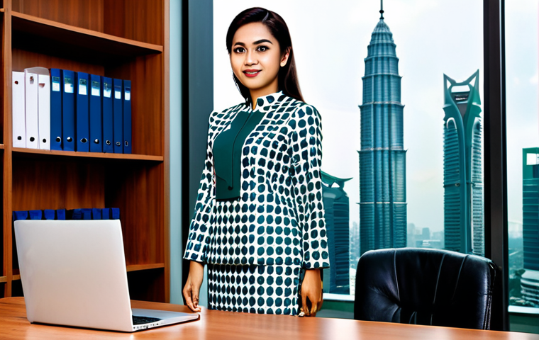 **
"A professional businesswoman in a modest baju kurung, standing confidently at a modern office desk in Kuala Lumpur, fully clothed, appropriate attire, safe for work, perfect anatomy, natural proportions, professional photography, high quality. The Petronas Twin Towers are visible in the background. family-friendly, modest clothing."
**